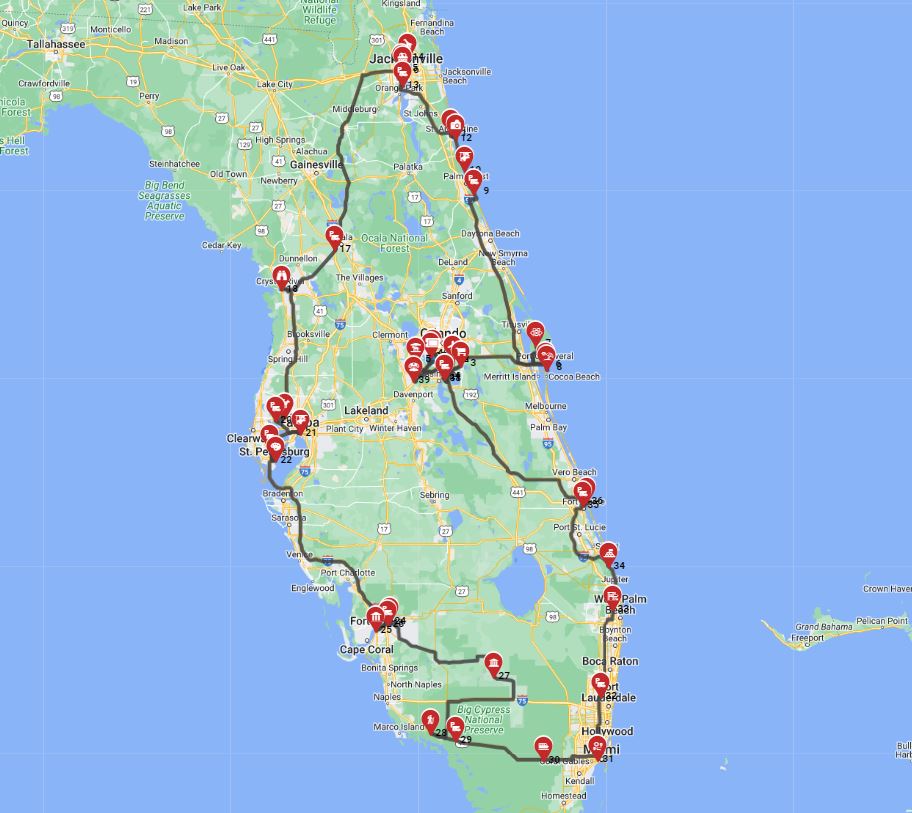 RV trip full route  from Orlando